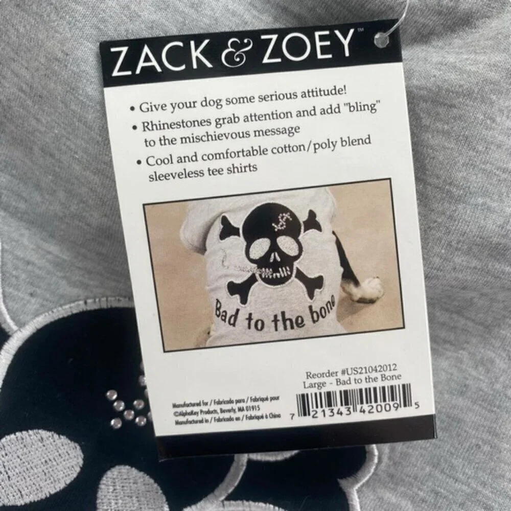 Zack & Zoey Skull Rhinestone Dog Tee Shirt